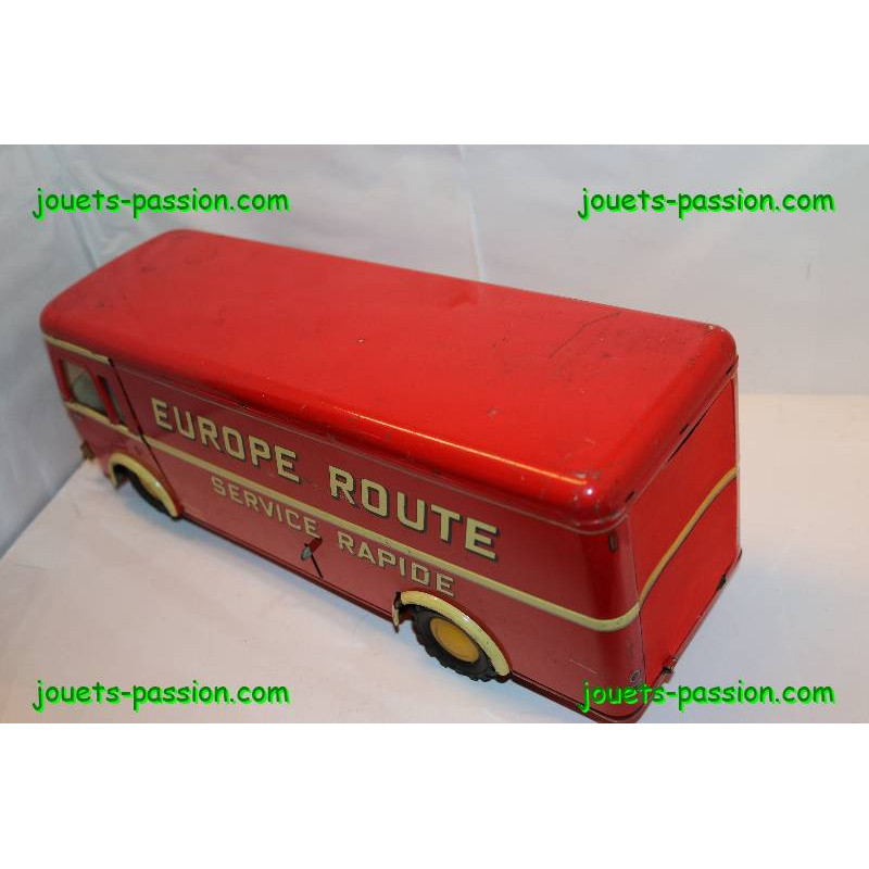 Joustra Car Trans-Europe – Autobus SAVIEM En Tôle – Boîte D'origine – Années 50