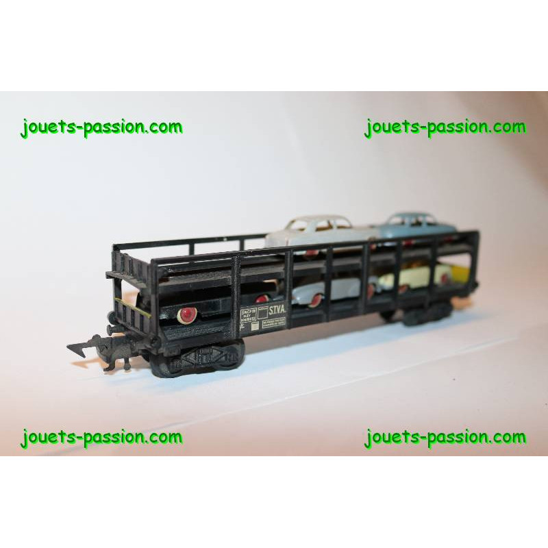 JOUEF 6540, wagon porte autos type Hzf chargé de 6 voitures SNCF neuf BO (Ref: #6540