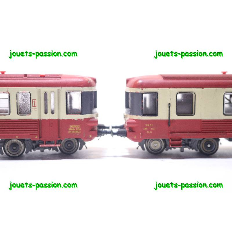 Autorail Jouef X 4700 Avec Remorque – échelle HO, SNCF, état Correct (toit Sali) Ref 8626+5489